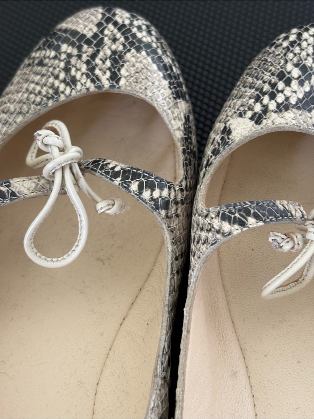 Cole Haan Neutral Snake-Print Ballet Flats with Bow Accent - Picture 3 of 5